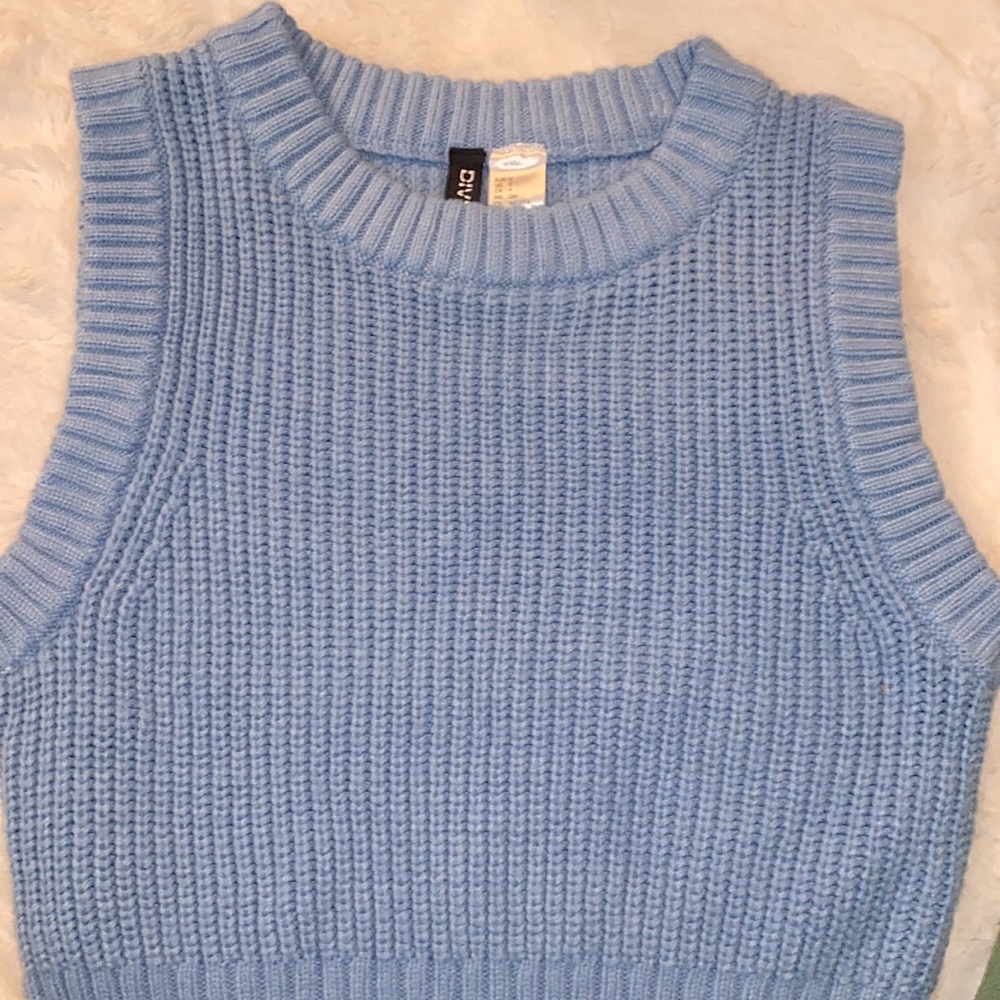 blue sweater vest